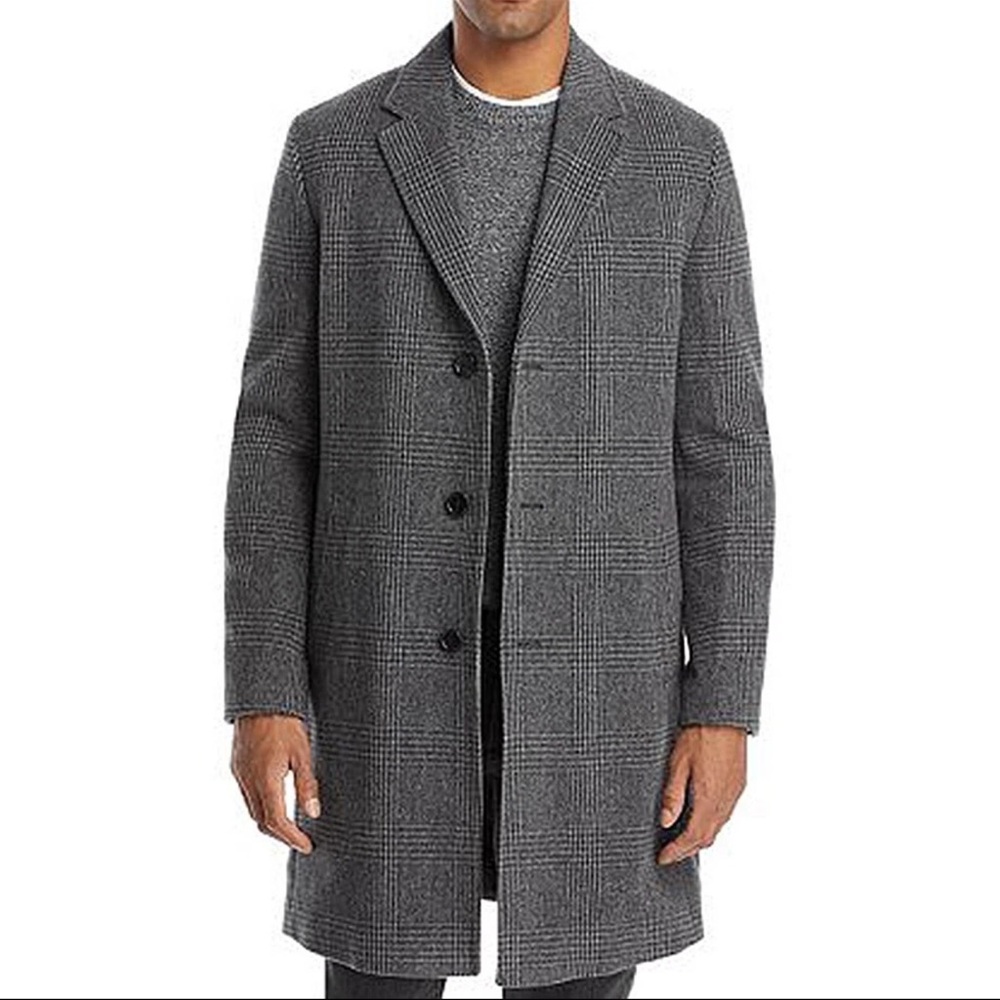 Hugo Boss Men's Charcoal Plaid Trench Coat